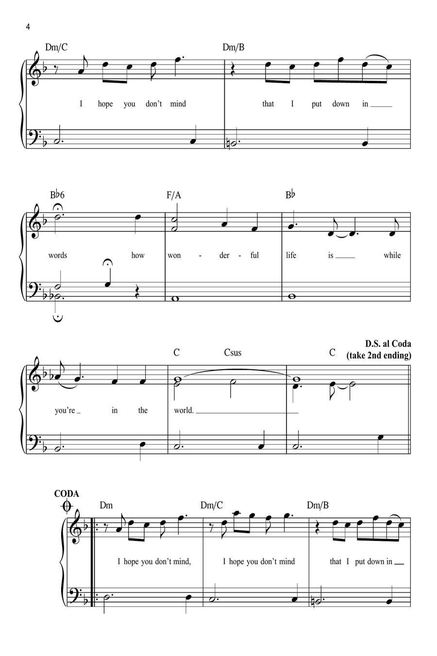 Your Song Easy Piano scores gallery preview page 4