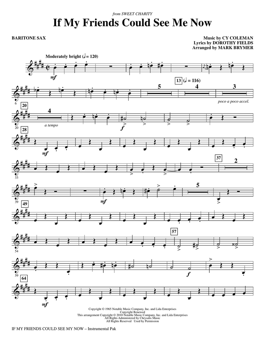If My Friends Could See Me Now (from Sweet Charity) - Baritone Sax