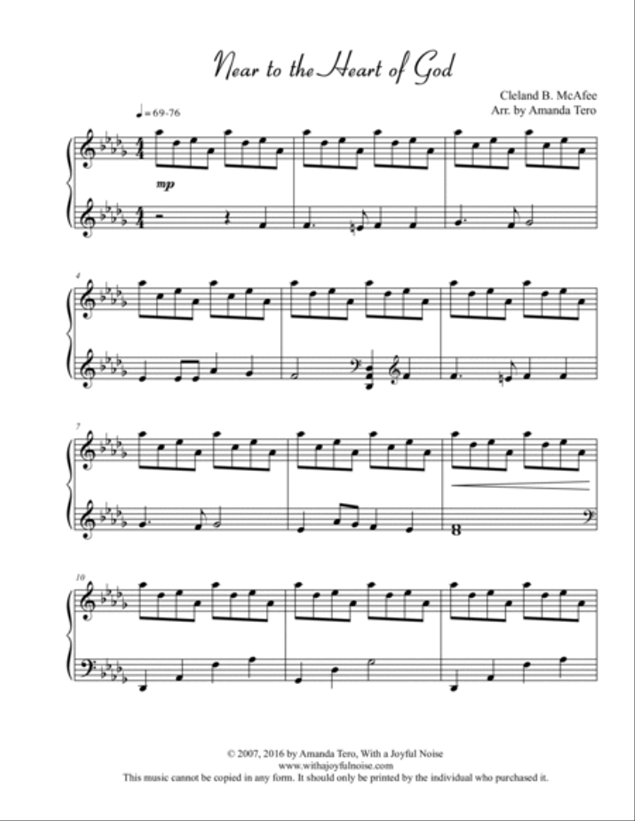 Near To The Heart Of God – Late Intermediate/Early Advanced Piano Solo Piano Solo scores gallery preview page 2