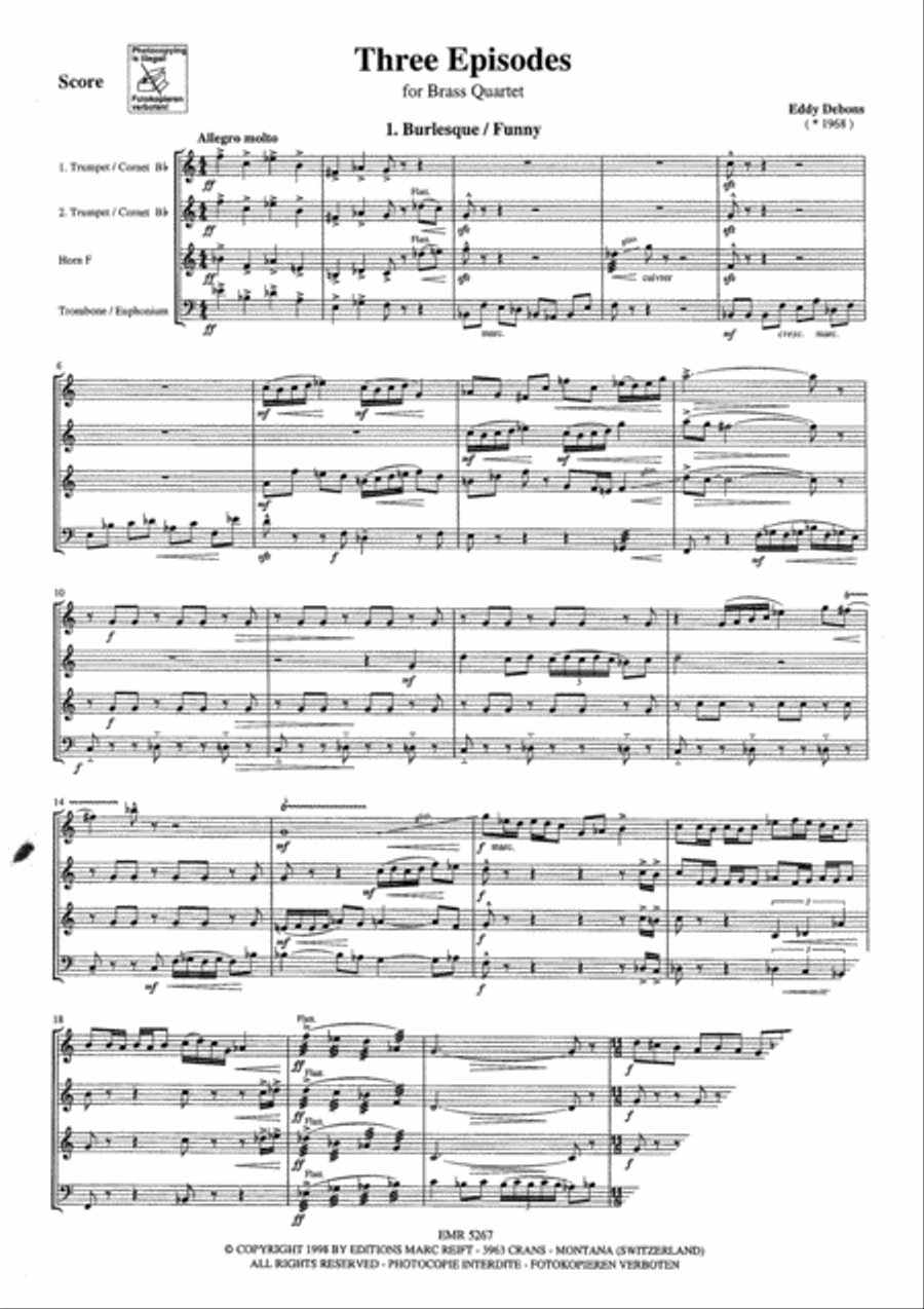 Three Episodes Brass Quartet scores gallery preview page 3