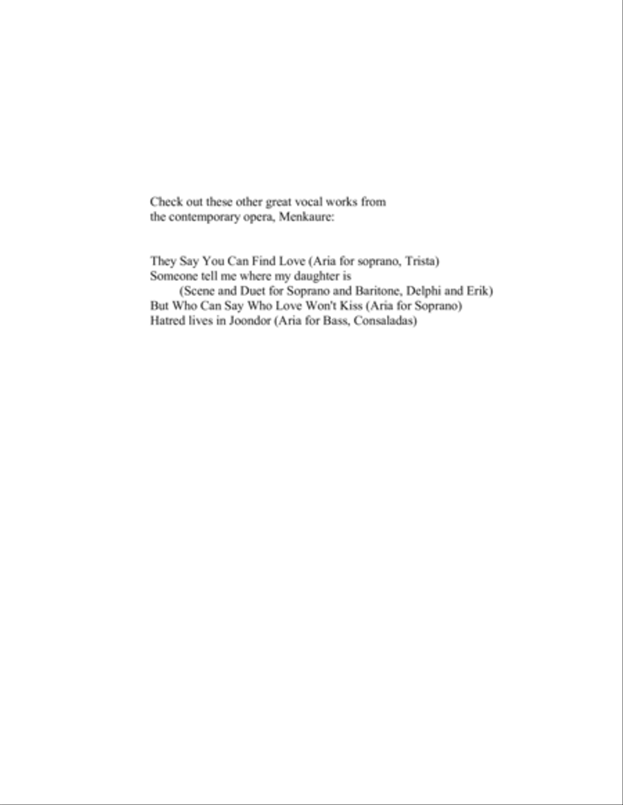 Aria for Tenor in English from 21st Century Opera, Menkaure, 