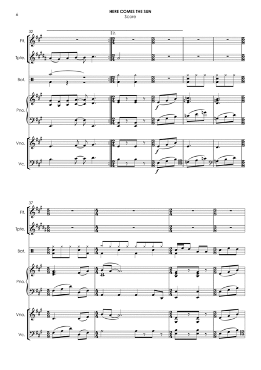 Here Comes The Sun Small Ensemble scores gallery preview page 6