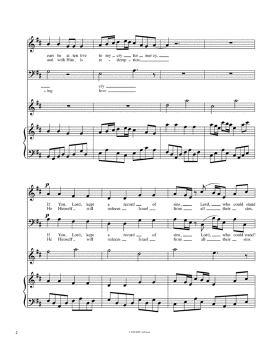 Out of depths I cry to you, Lord Piano, Vocal, Guitar scores gallery preview page 3
