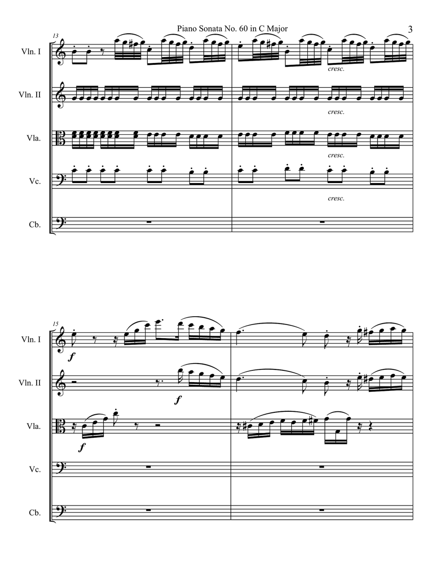 Piano Sonata in C major, Hob.XVI:50, Movement 1 String Orchestra scores gallery preview page 3