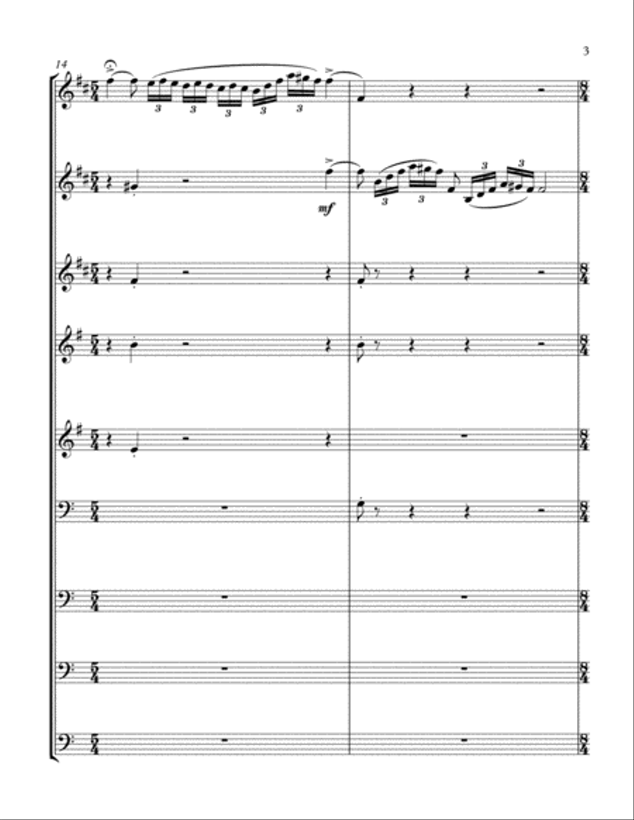 RIMSKY KORSAKOV 1844-1908 SCHEHERAZADA SUITE BRASS ENSMEBLE arrenged by KHUUSHAAN BATZAYA Brass Ensemble scores gallery preview page 3
