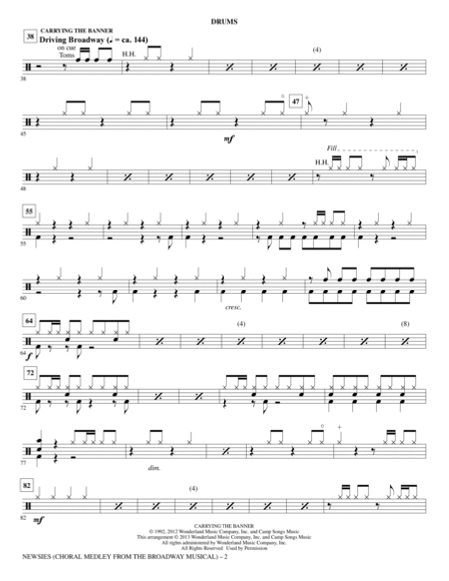 Newsies (Choral Medley) - Drums Choir scores gallery preview page 2