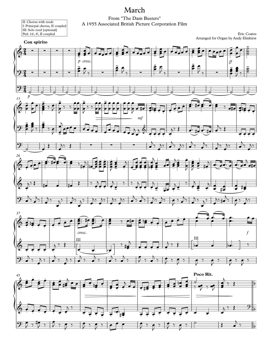 The Dambusters March Organ Solo scores gallery preview page 1