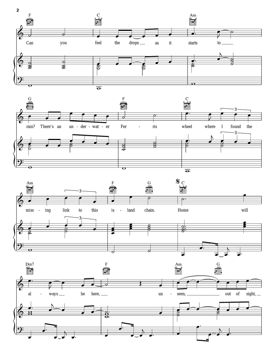 Umbrella Beach Piano, Vocal, Guitar scores gallery preview page 2