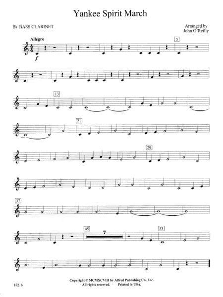 Yankee Spirit March: B-flat Bass Clarinet