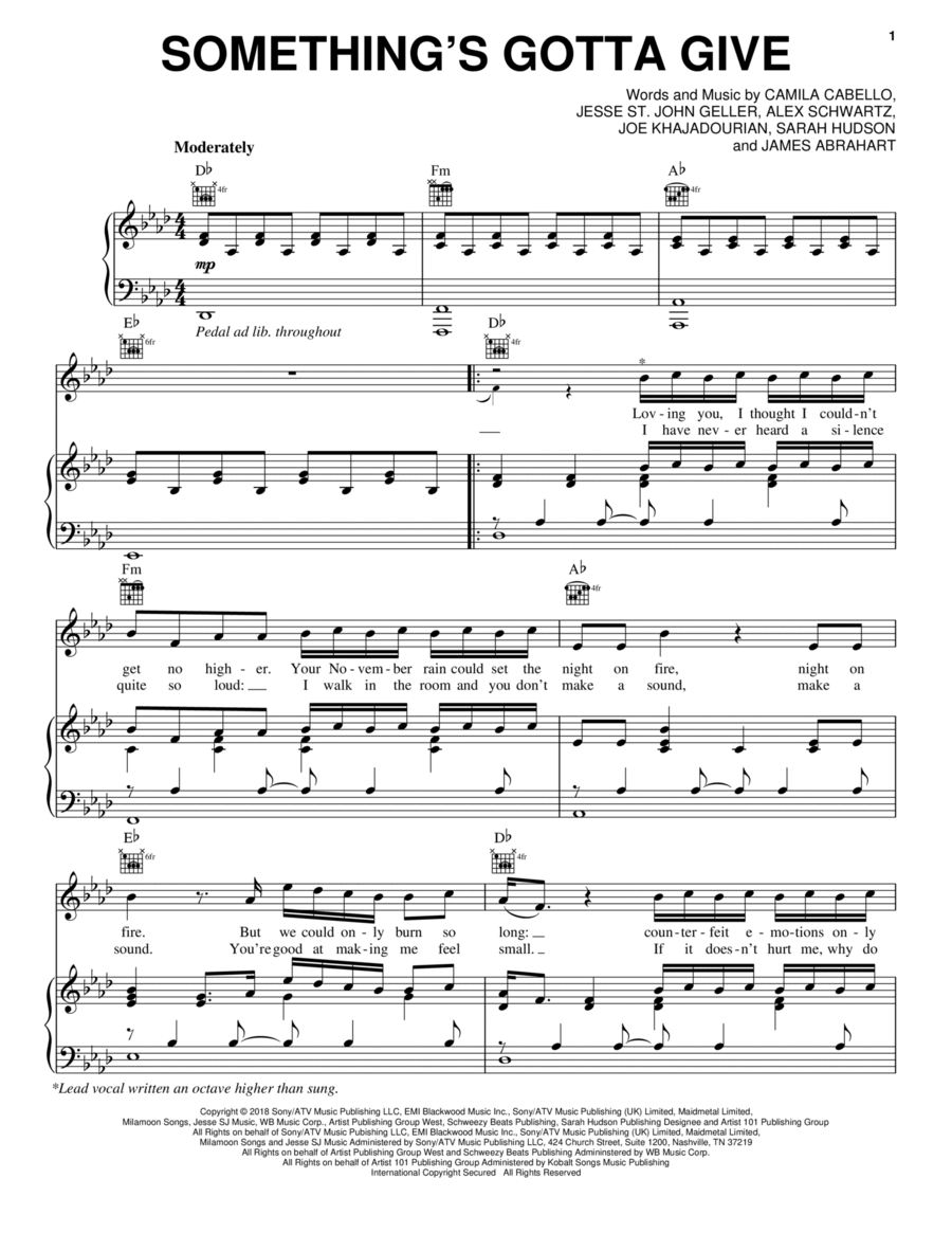 Something's Gotta Give Piano, Vocal, Guitar scores gallery preview page 1