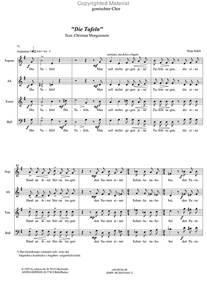 Die Tafeln - Chor a cappella nach Christian Morgenstern