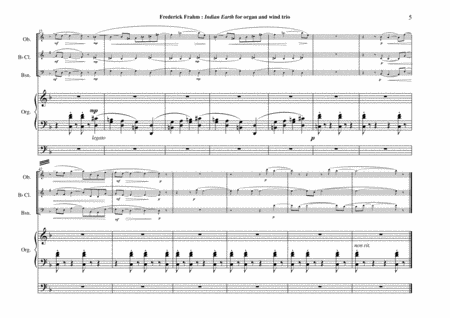Frederick Frahm: Indian Earth for oboe (flute), Bb clarinet, bassoon and organ