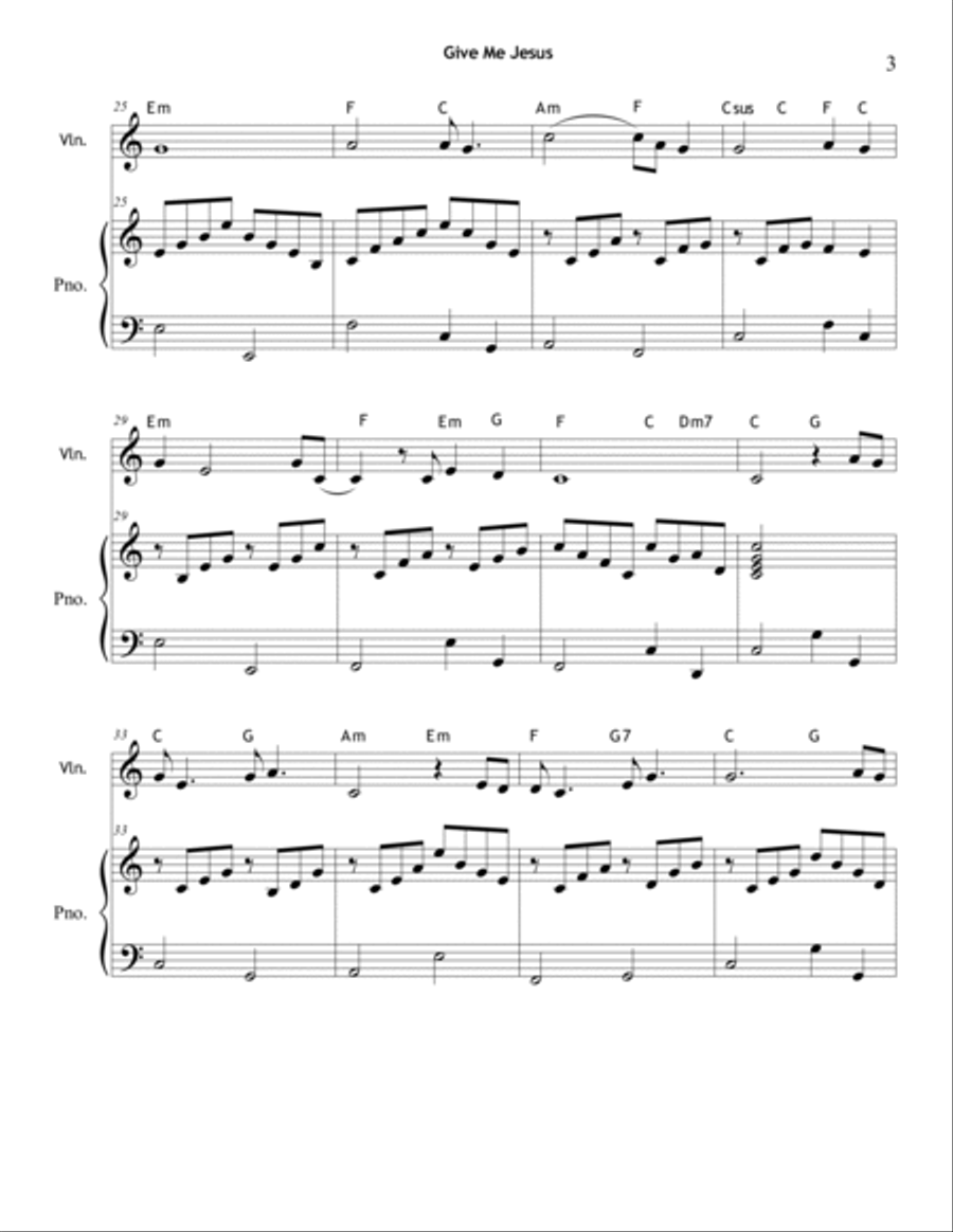 Give Me Jesus (Violin & Piano) Violin Solo scores gallery preview page 3