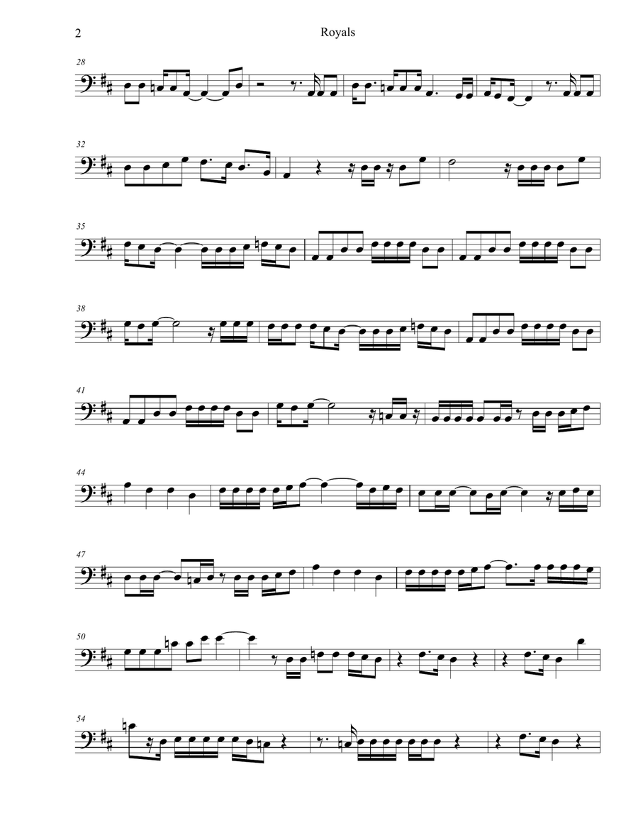 Royals Cello Solo scores gallery preview page 2
