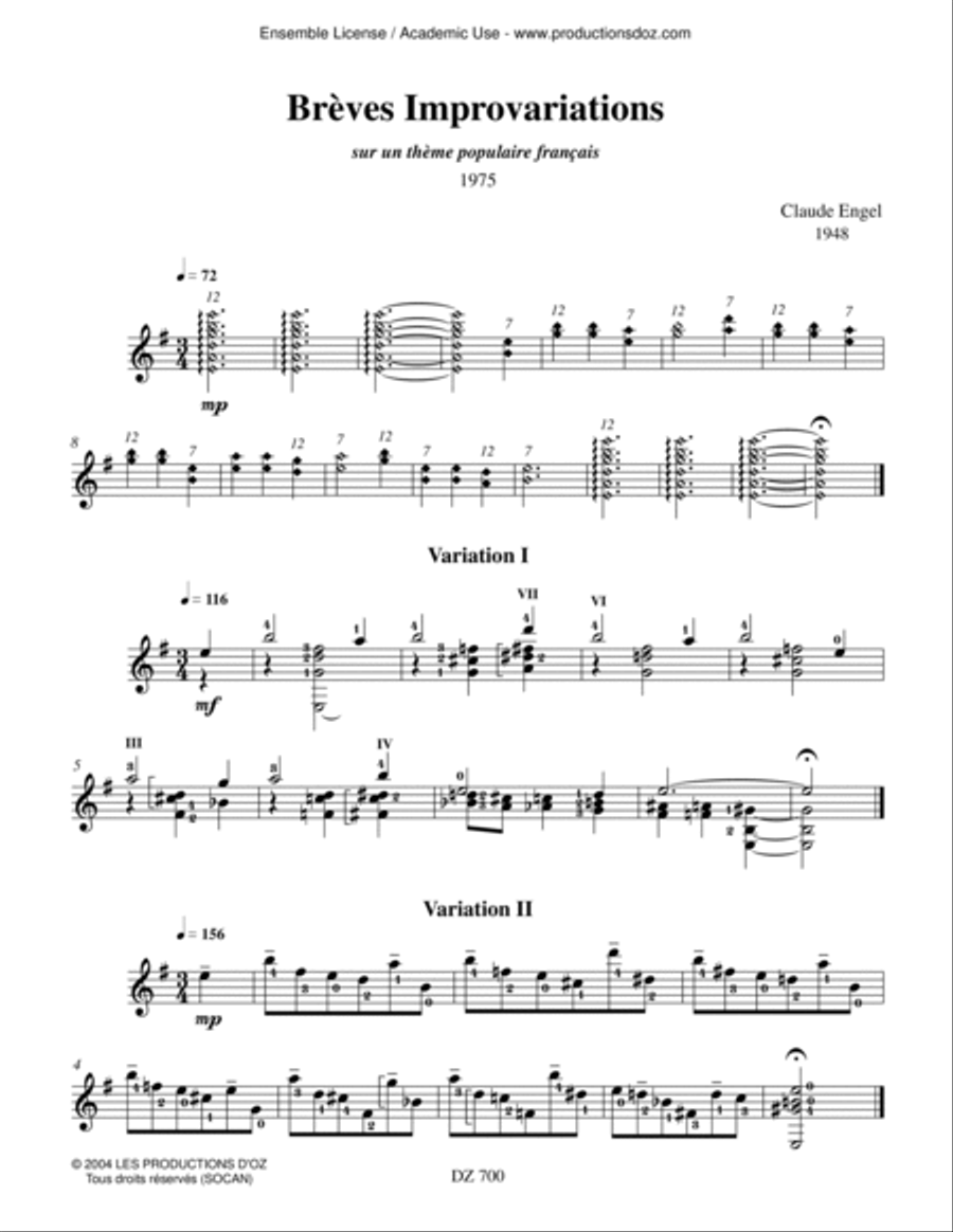 Improvariations Classical Guitar scores gallery preview page 3