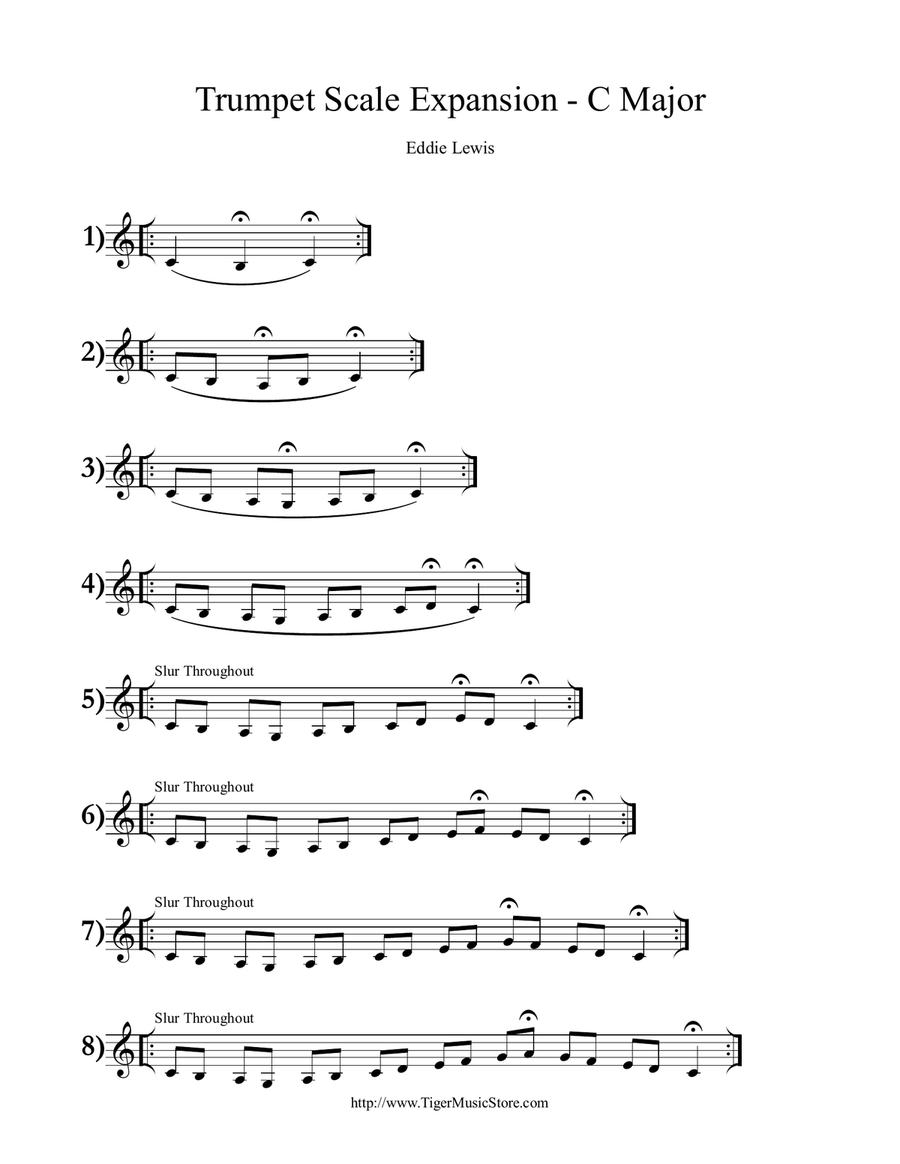 Trumpet Major Scale Expansion Exercises in Every Key by Eddie Lewis Trumpet Solo scores gallery preview page 3