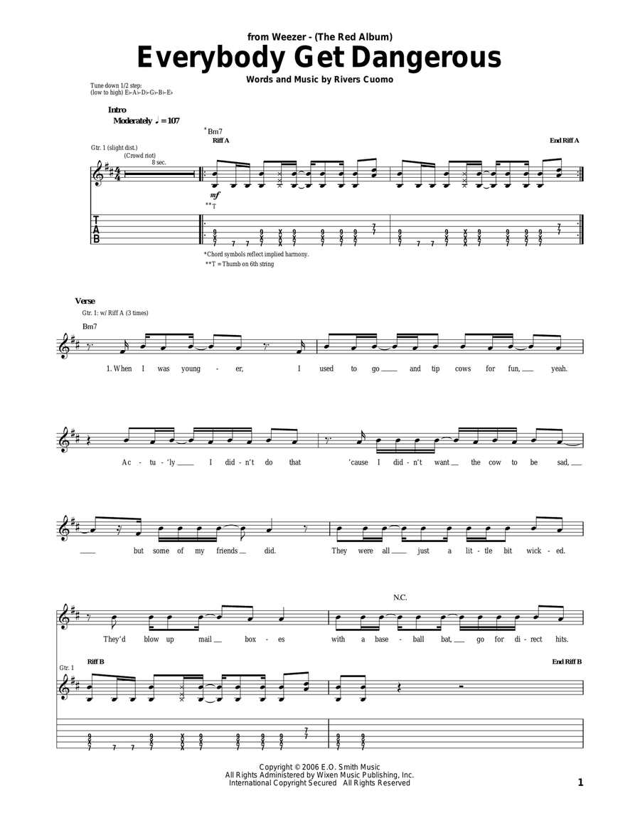Everybody Get Dangerous Acoustic Guitar scores gallery preview page 1