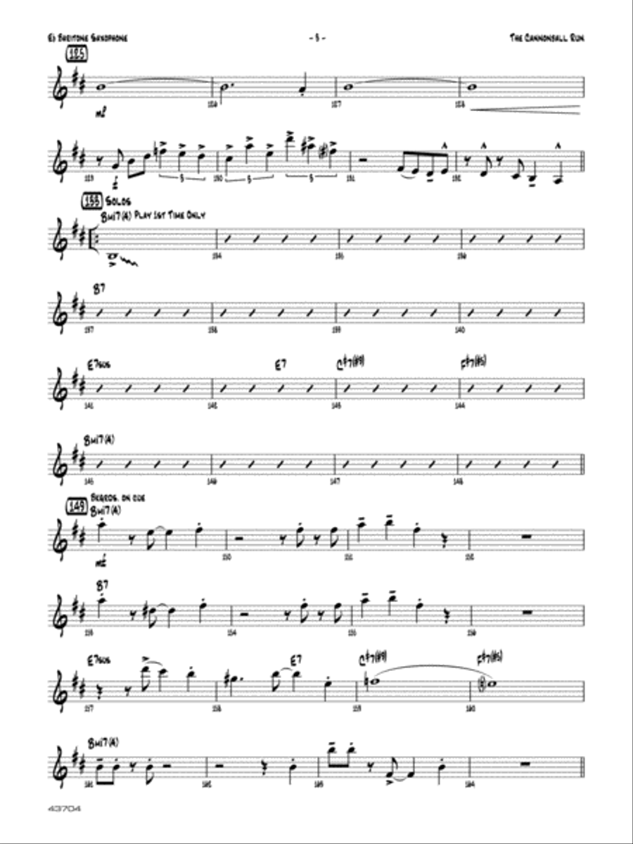 The Cannonball Run: E-flat Baritone Saxophone Jazz Ensemble scores gallery preview page 3