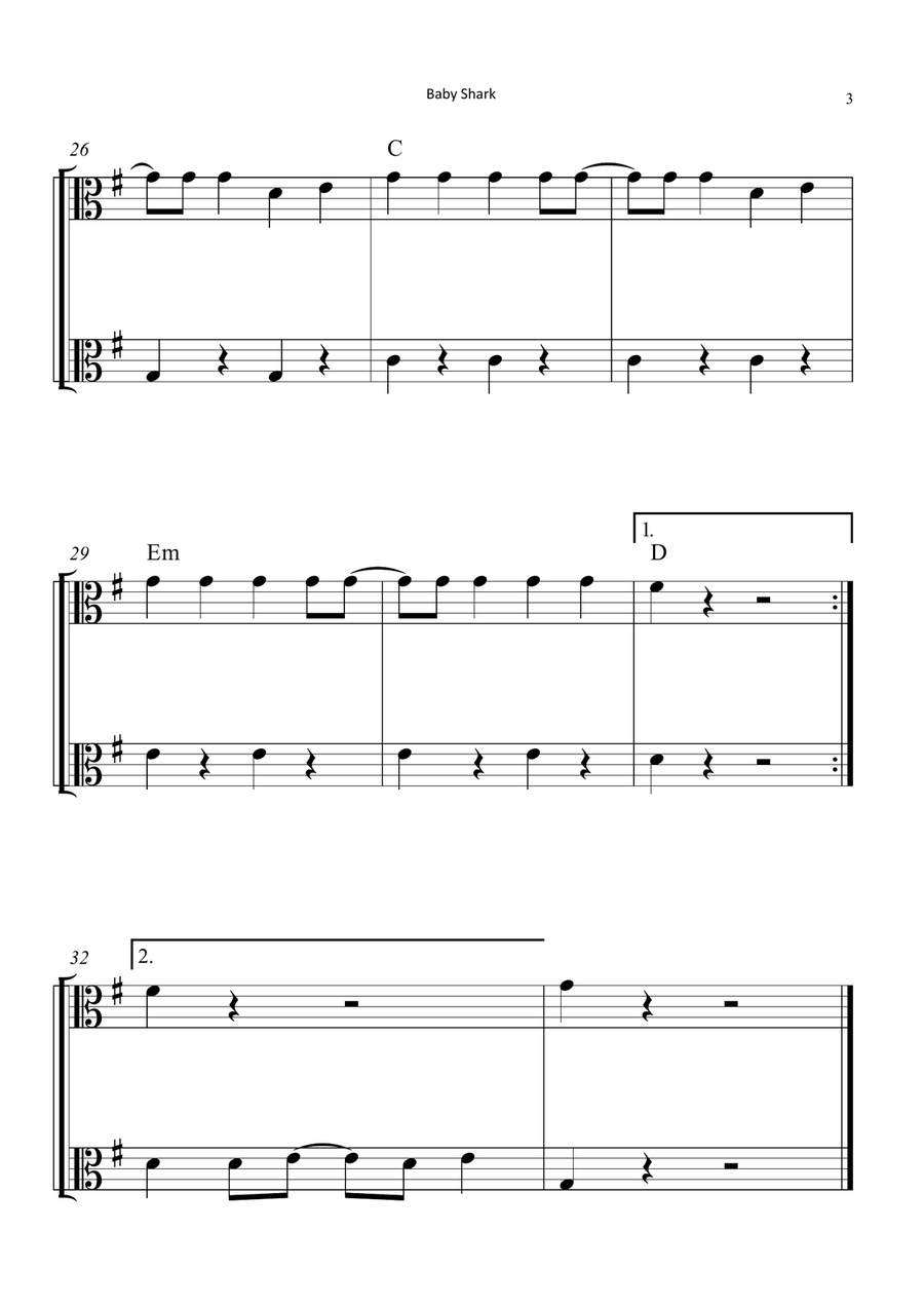 Baby Shark String Duet scores gallery preview page 3