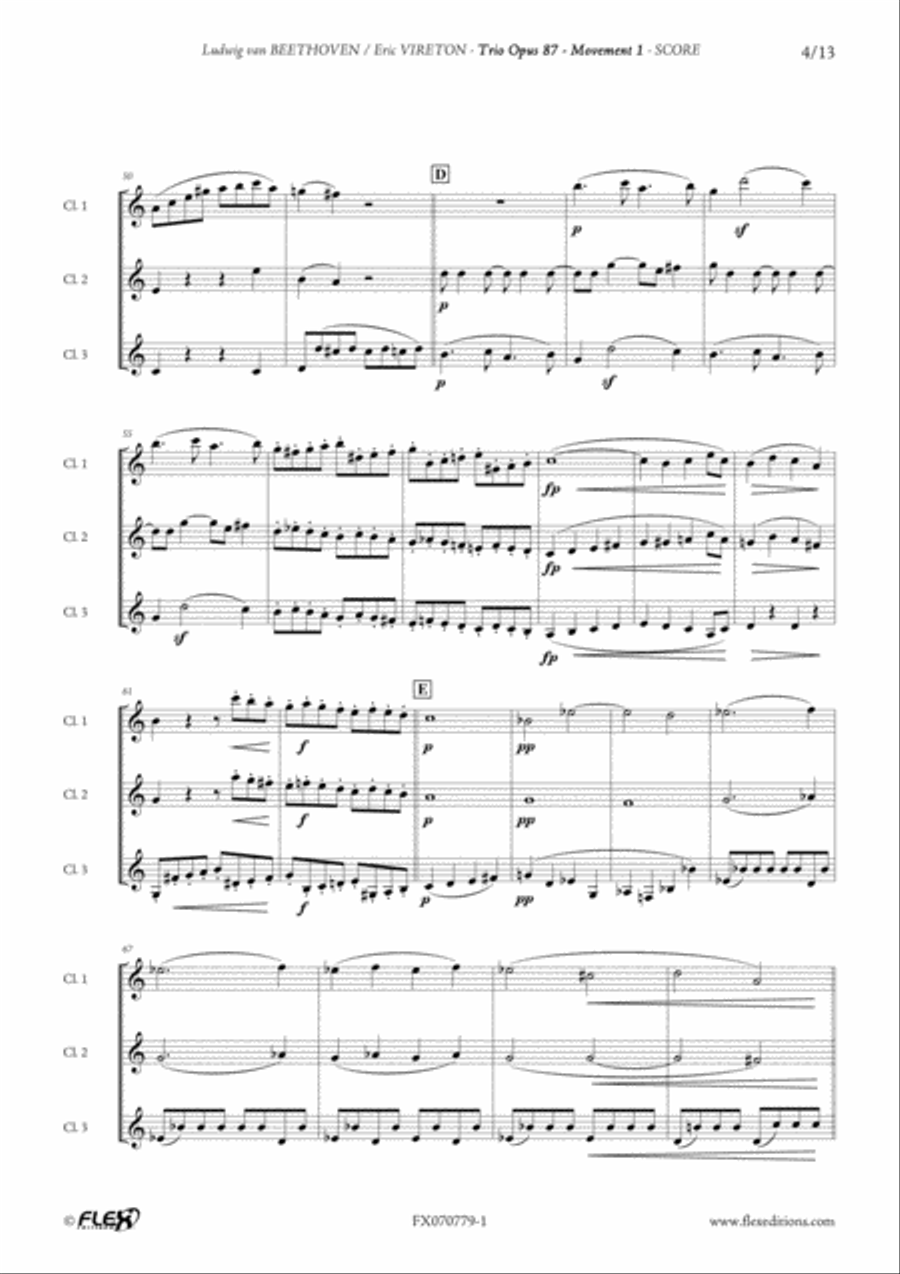 Trio Opus 87 - Mvt 1 Clarinet Trio scores gallery preview page 4
