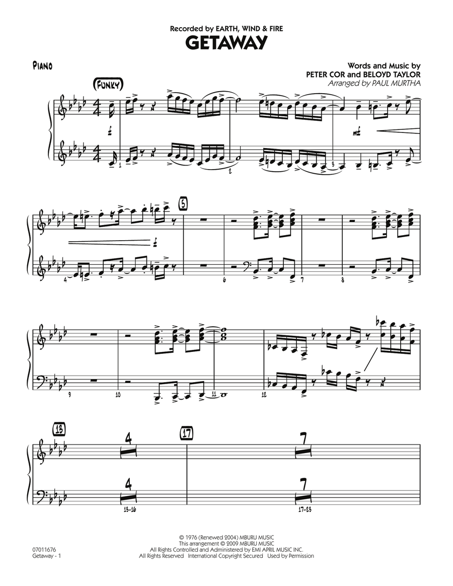 Getaway - Piano Getaway - Piano Piano scores gallery preview page 1