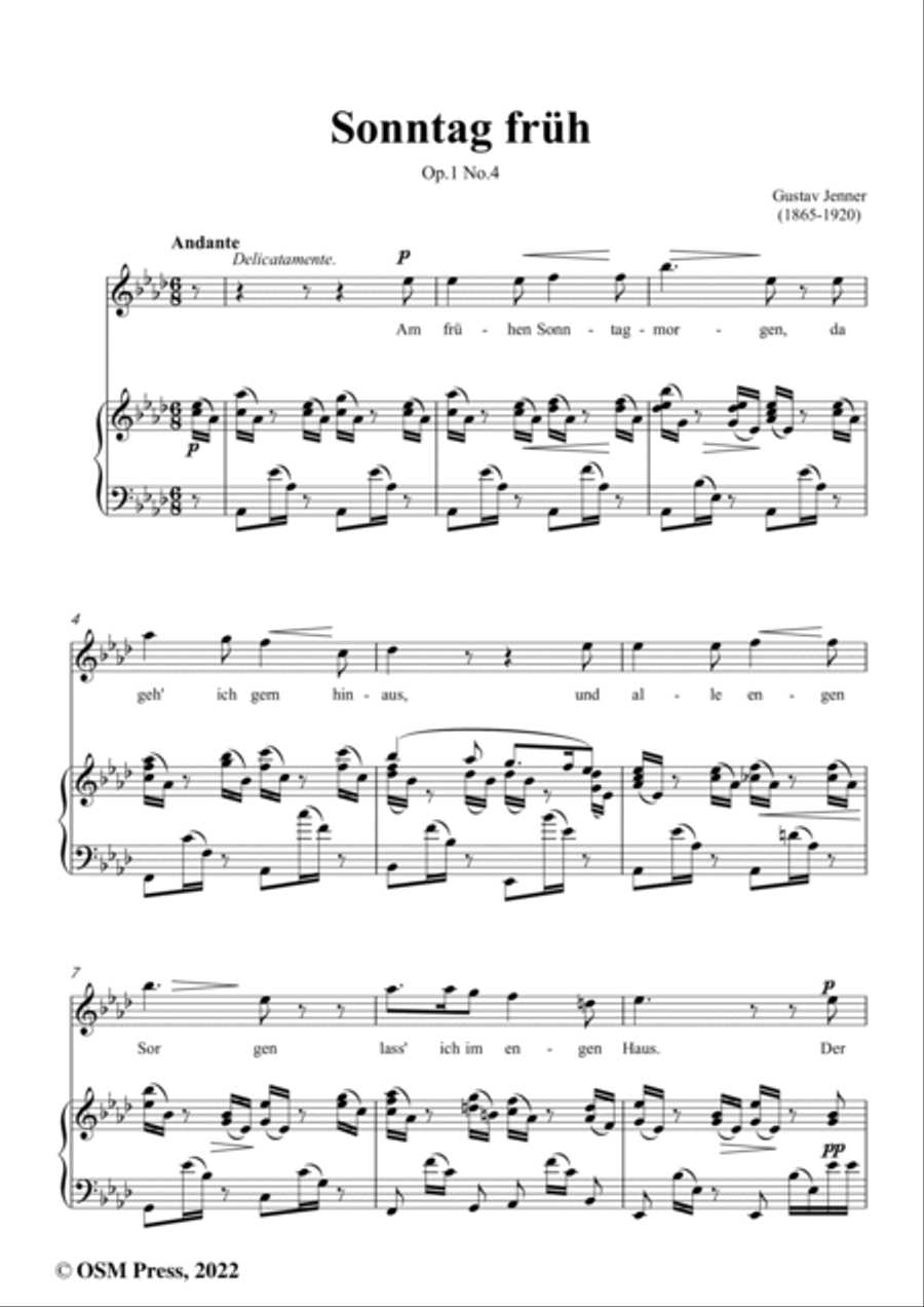Jenner-Sonntag früh,in A flat Major,Op.1 No.4 Voice scores gallery preview page 2