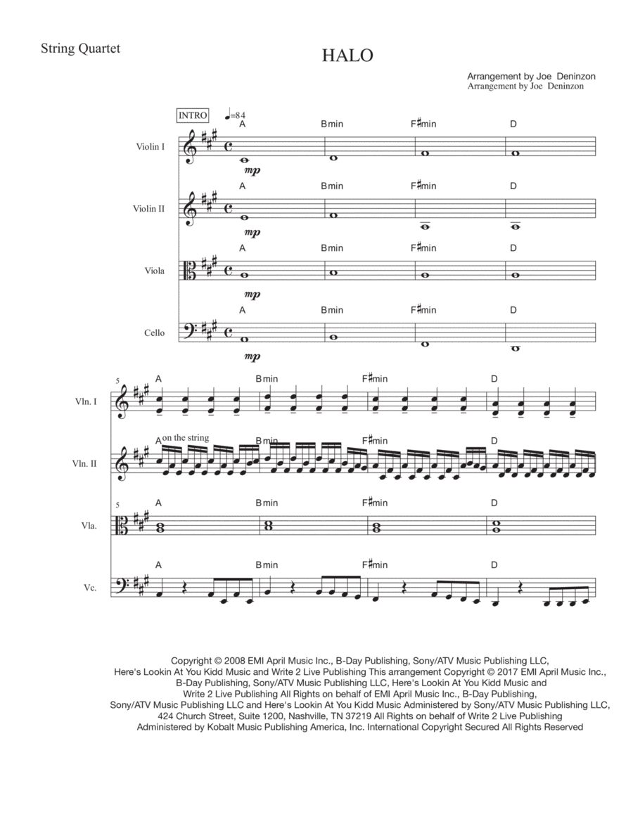 Halo String Quartet scores gallery preview page 1