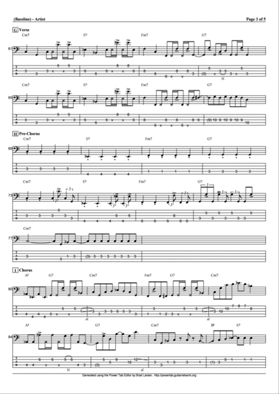 Fuzai Chakushin Ame Furasu Bass Guitar scores gallery preview page 3