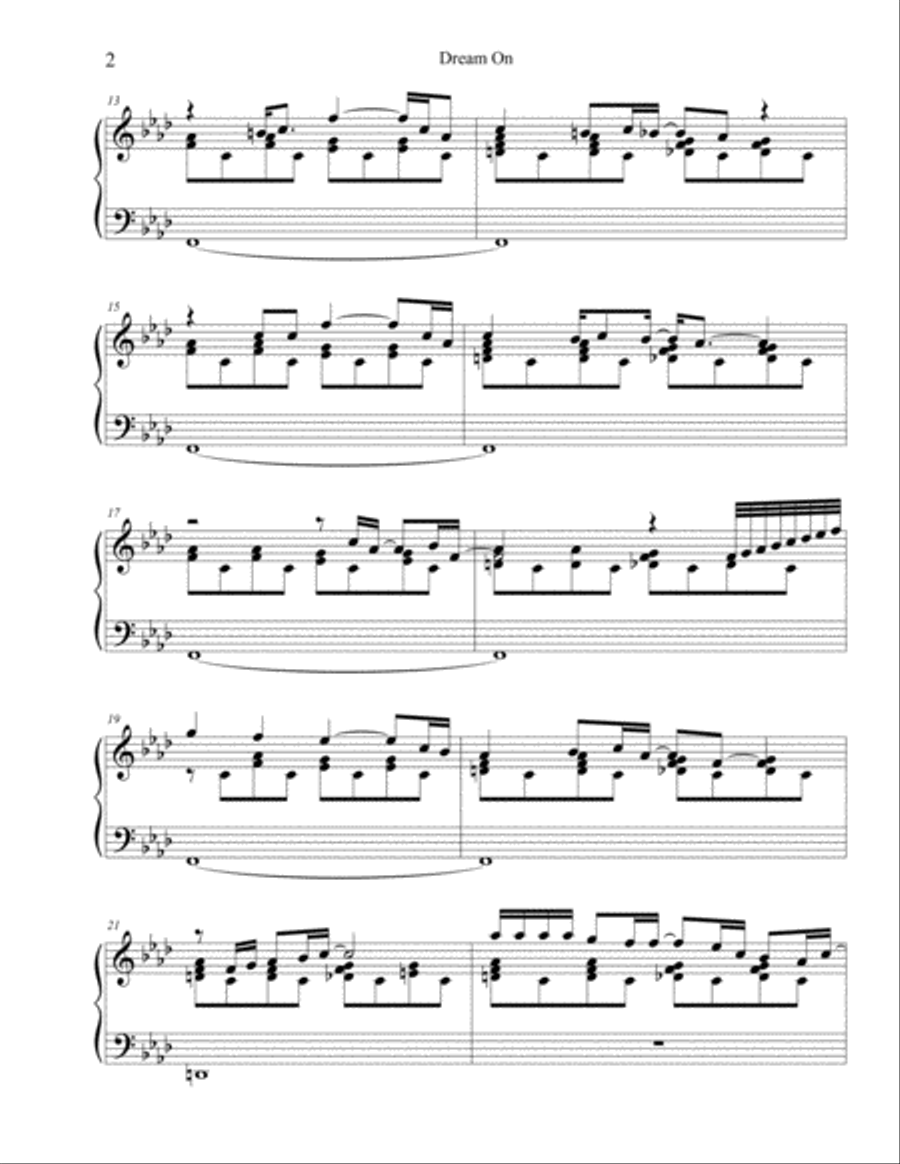 Dream On Dream On Piano Solo scores gallery preview page 2