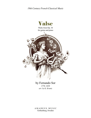 Book cover for Valse / Waltz Op. 34 for guitar and piano (E major)