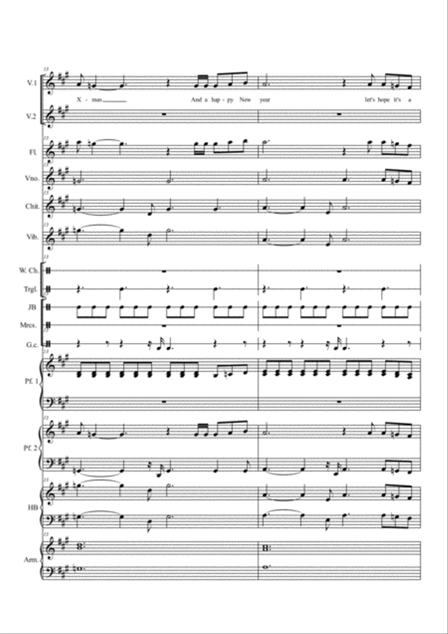 Happy Xmas (War Is Over) Handbell Choir scores gallery preview page 5