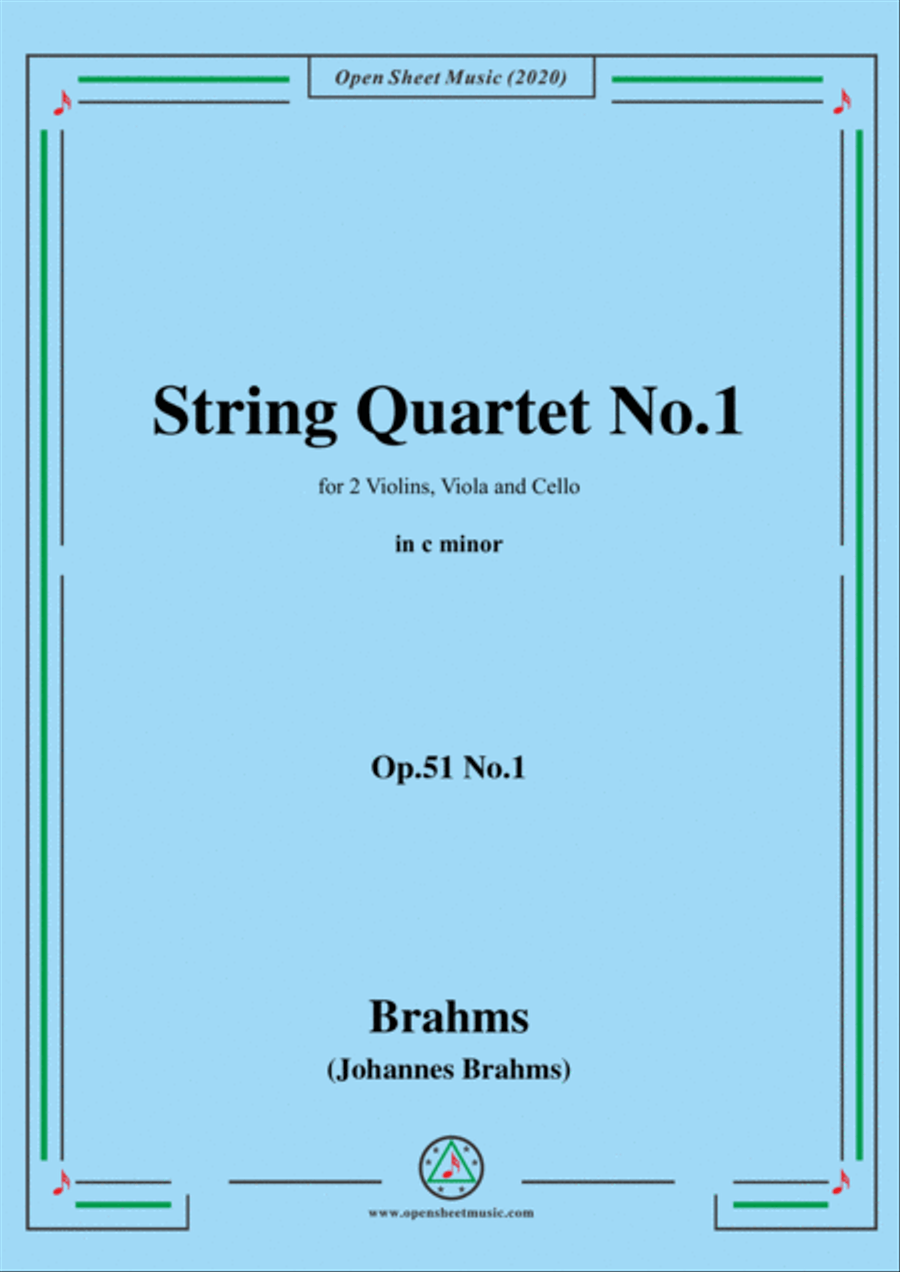 Brahms-String Quartet No.1 in c minor,Op.51 No.1 String Quartet scores gallery preview page 1