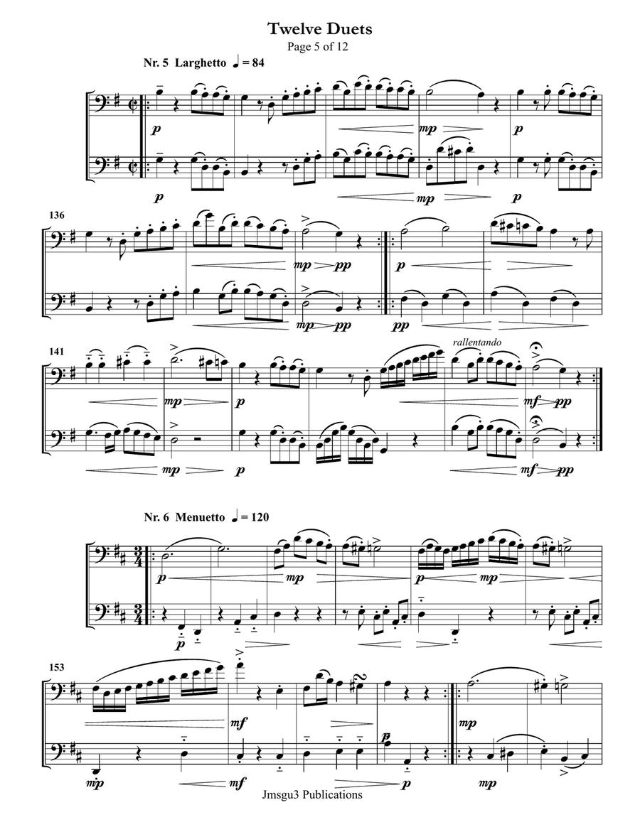 Mozart: Twelve Duets K. 487 for Bassoon Duo Woodwind Duet scores gallery preview page 5