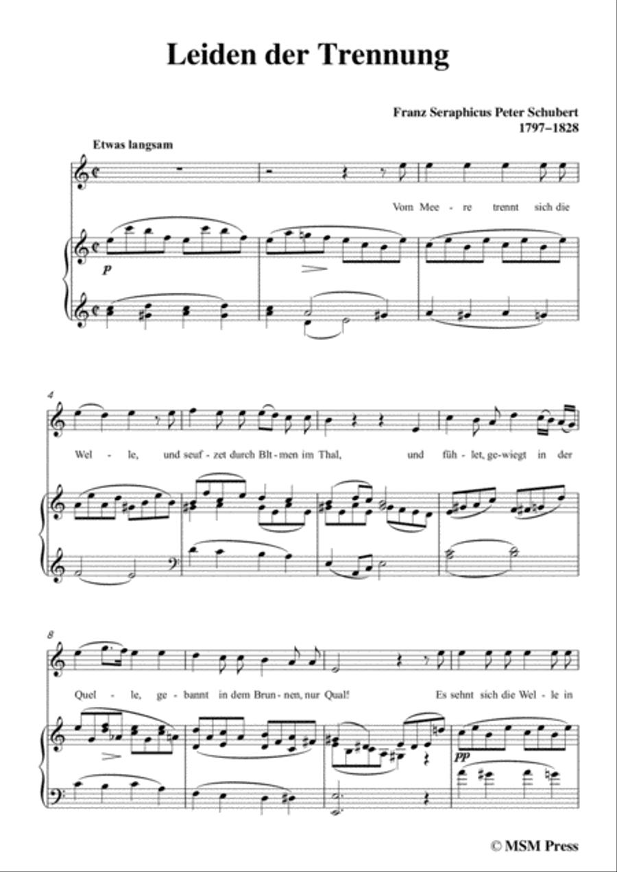 Schubert-Leiden der Trennung,in C Major,for Voice&Piano Voice scores gallery preview page 3