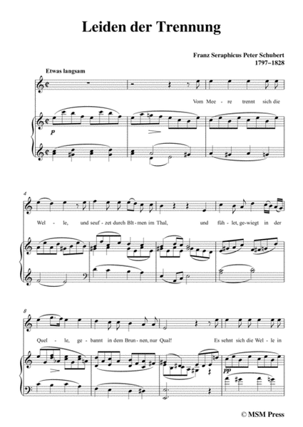Schubert-Leiden der Trennung,in C Major,for Voice&Piano image number null