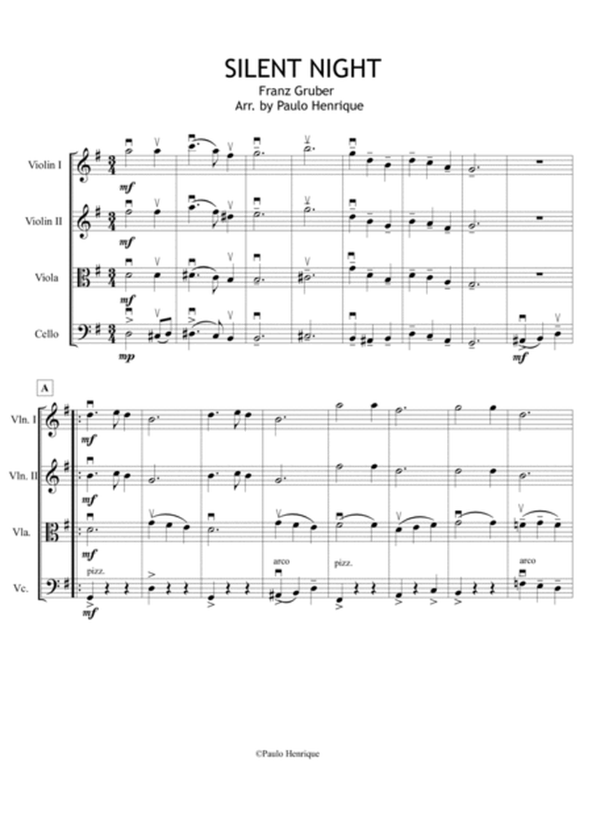 Silent Night - String Quartet - G Major image number null