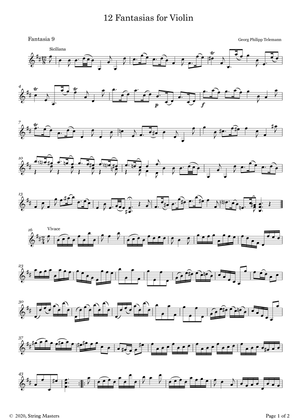 Telemann 12 Fantasias for Solo Violin, No 09
