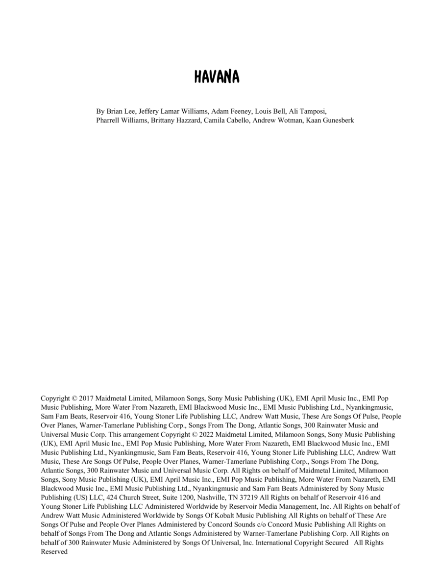 Havana Piano scores gallery preview page 1