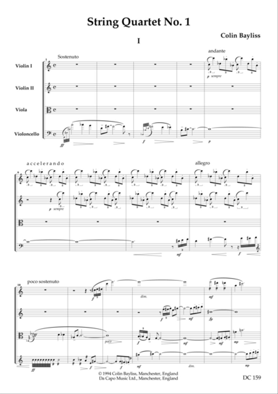 String Quartet No. 1 (Score) String Quartet scores gallery preview page 1