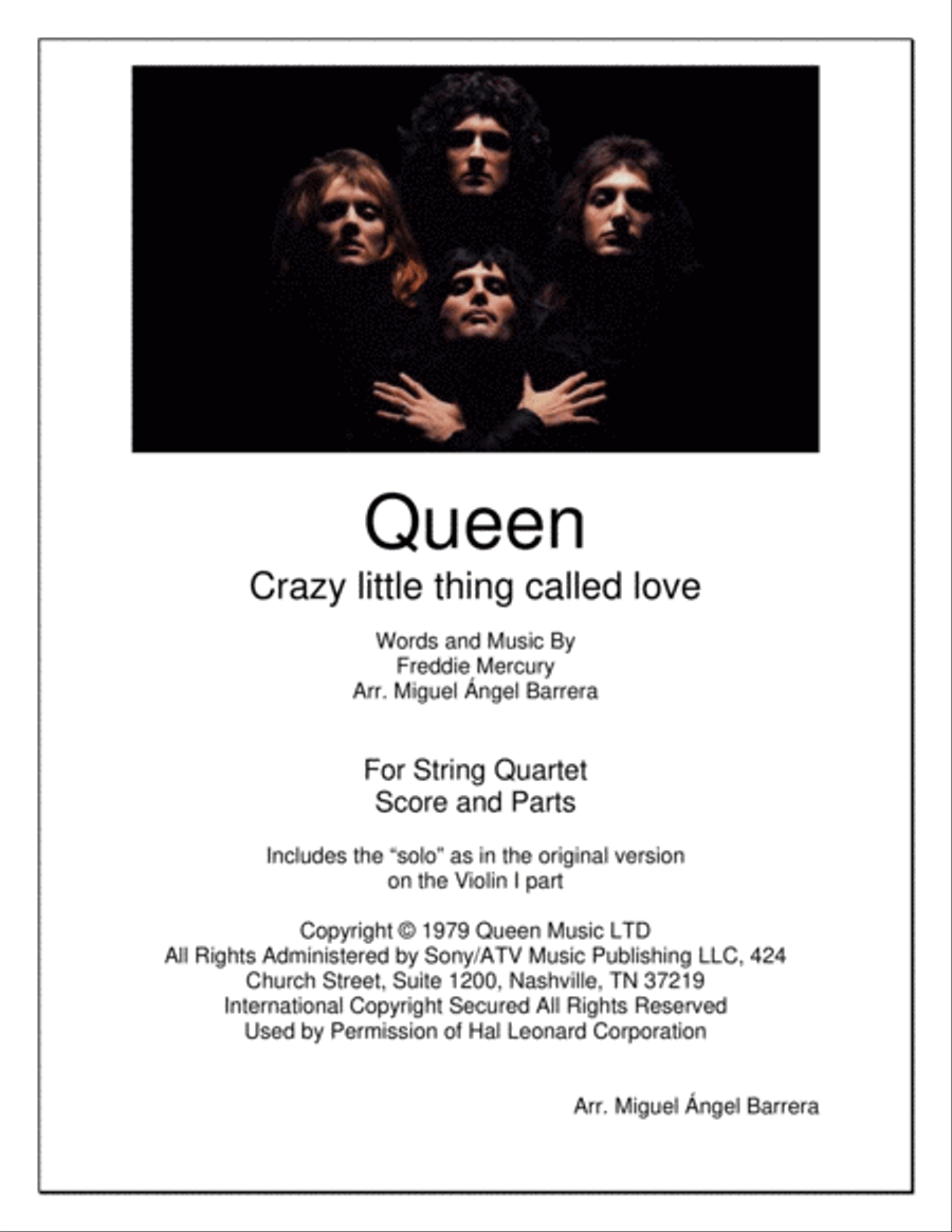 Crazy Little Thing Called Love String Quartet scores gallery preview page 1