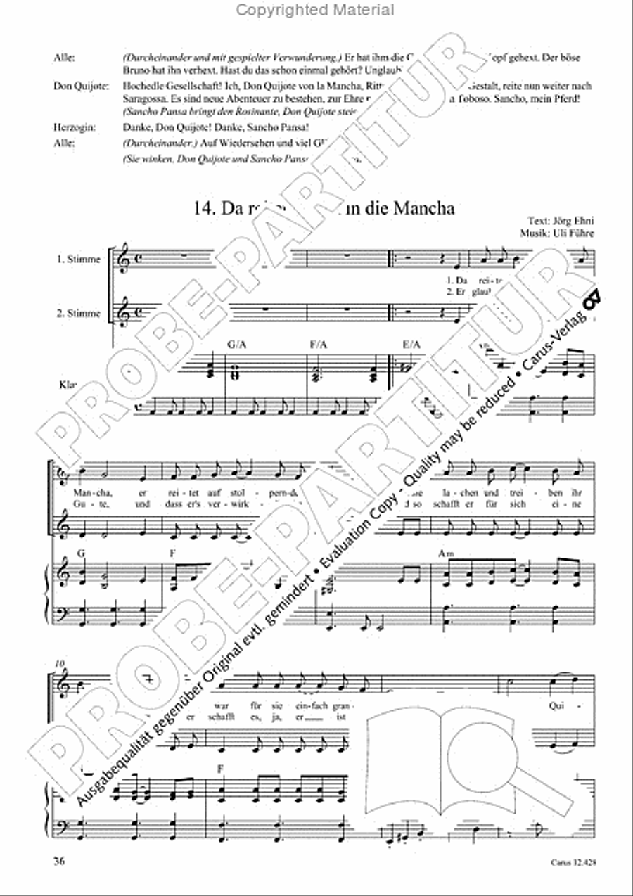 Die seltsamen Abenteuer von Don Quijote und Sancho Pansa Unison Choir scores gallery preview page 38