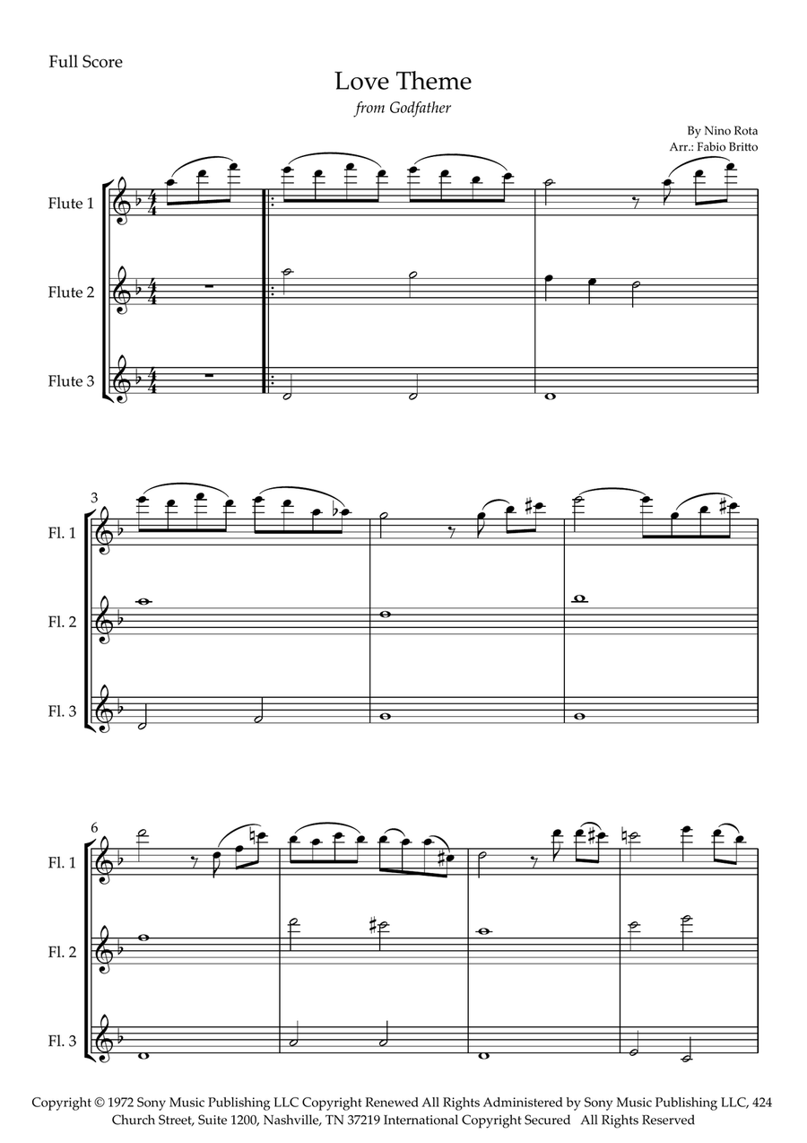 The Godfather (love Theme) Woodwind Trio scores gallery preview page 1