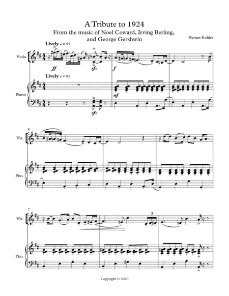 A Tribute to 1924, for Viola and Piano image number null
