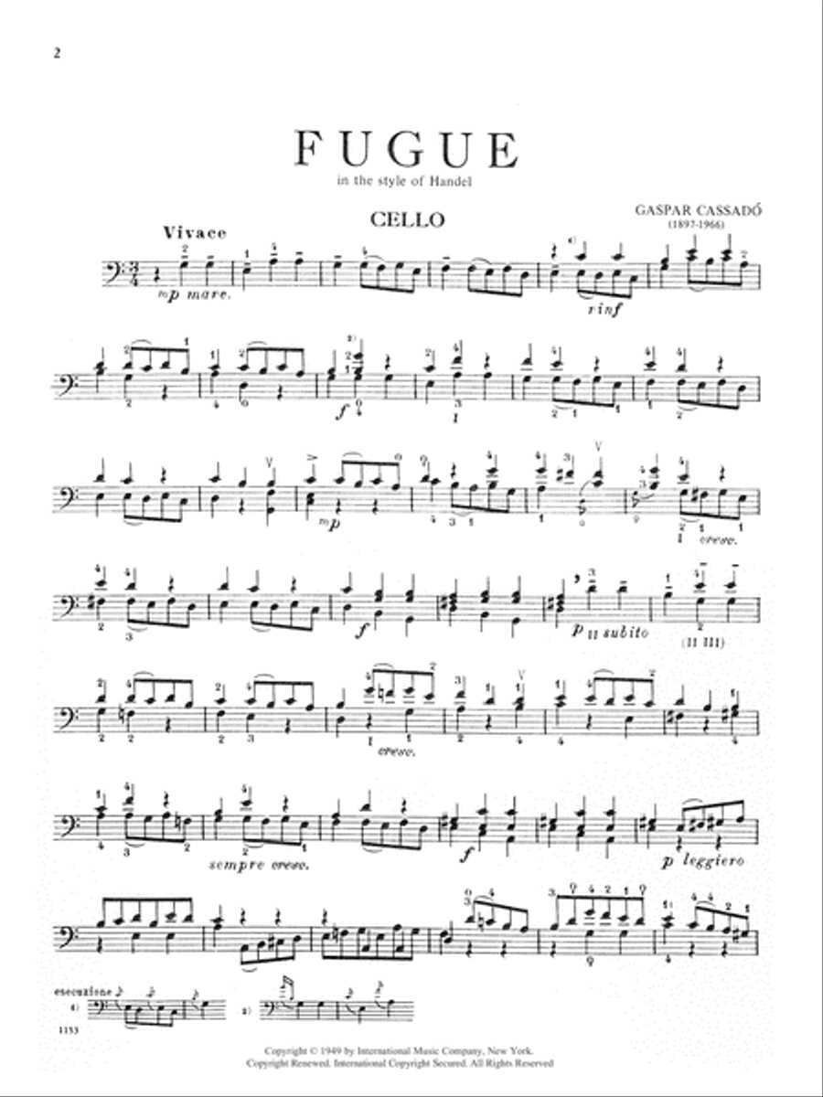 Fugue In C Major (Based On Handel) Cello Solo scores gallery preview page 2