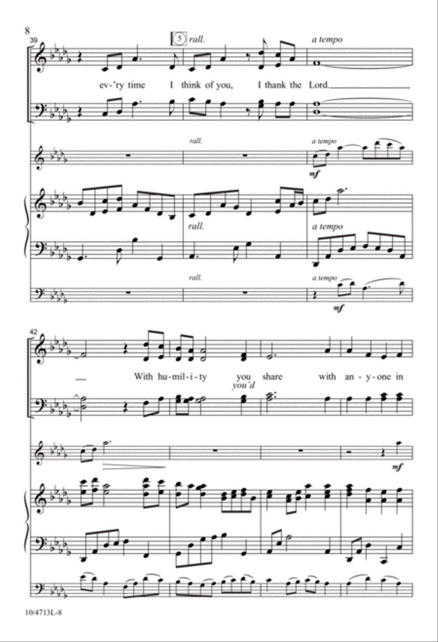 Every Time I Think of You 4-Part scores gallery preview page 8