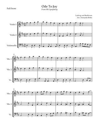 Ode To Joy Theme (from Beethoven's 9th Symphony) for String Trio