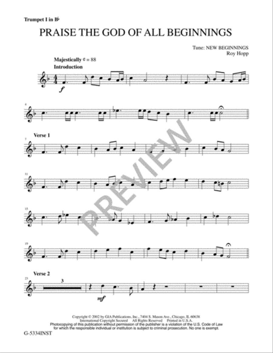 Praise the God of All Beginnings - Instrument edition Trombone scores gallery preview page 2