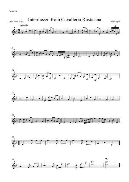 Intermezzo from Cavalleria Rusticana, arranged for String Trio (Violin, Viola and 'Cello) image number null