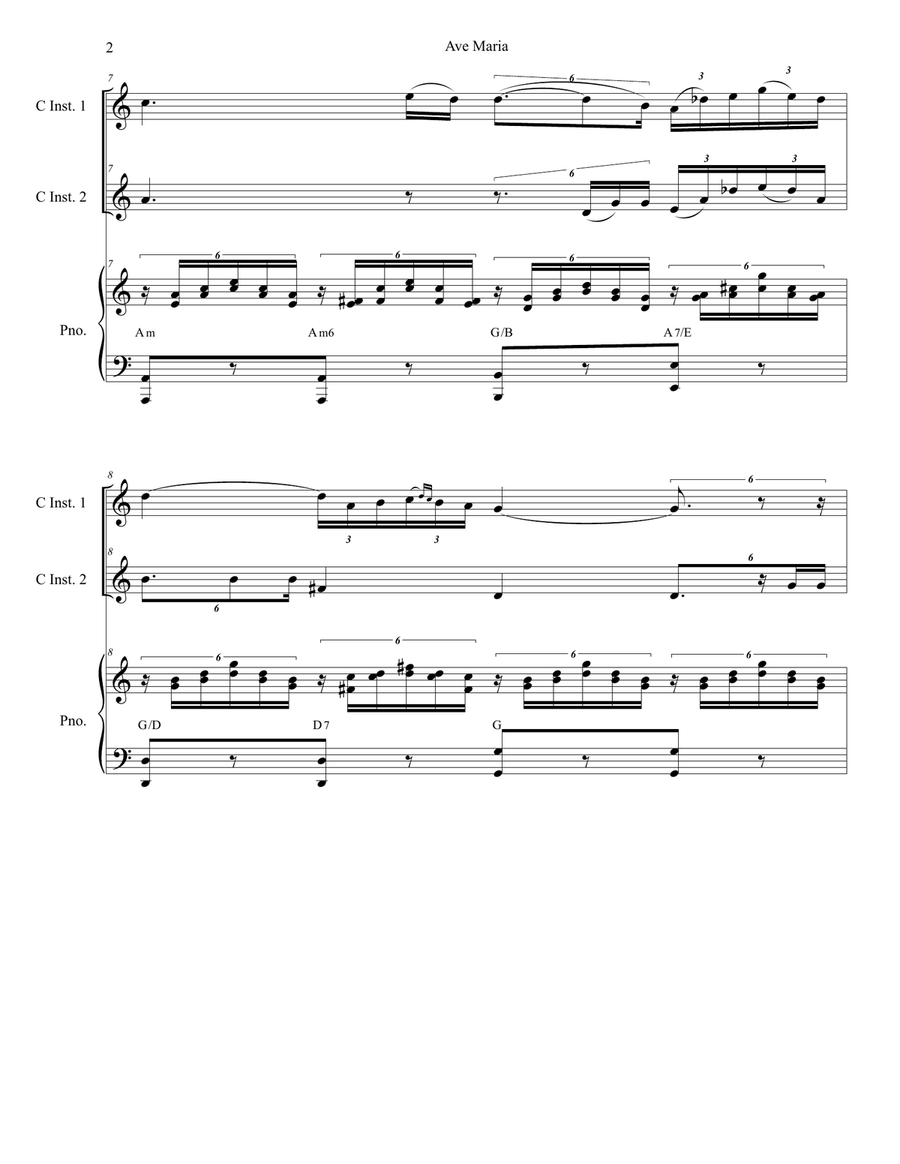 Ave Maria (Duet for C-Instruments) Woodwind Duet scores gallery preview page 2
