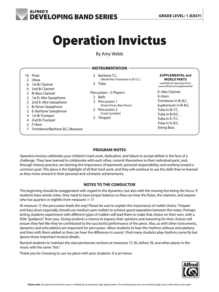 Operation Invictus: Score